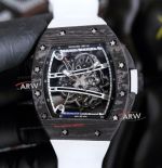 Richard Mille RM 061 Yohan Blake Black Carbon Fiber White Strap Swiss Replica Watch 